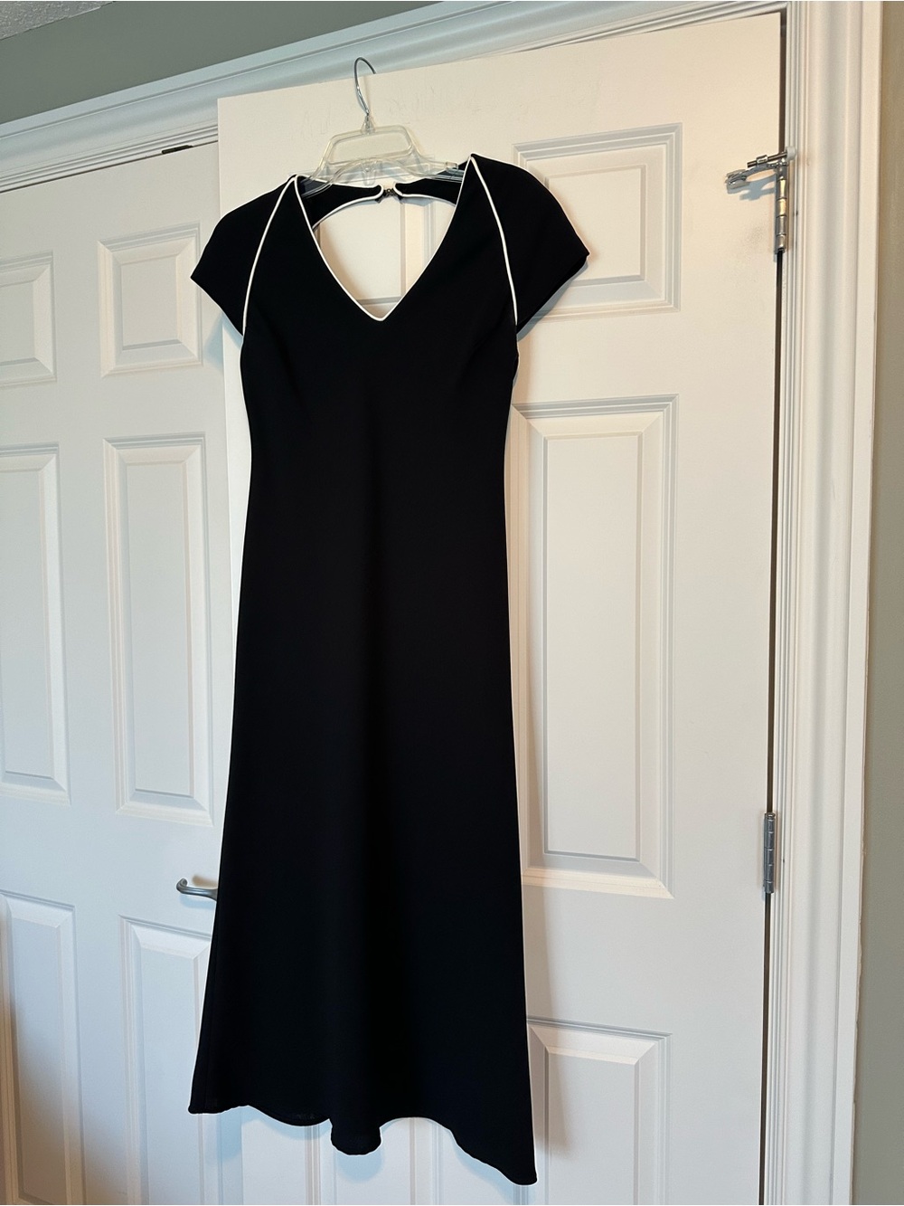 S.L. Fashions Black Maxi Dress with White Piping